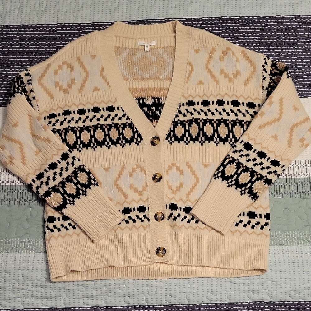 Maurices Beige and Black Knit Cardigan